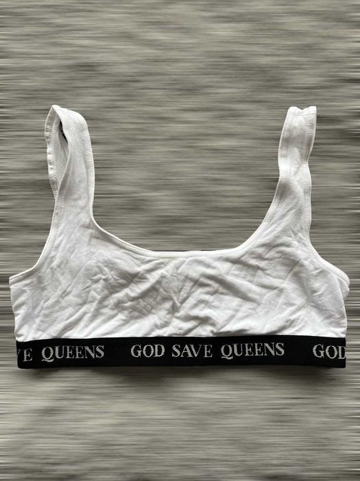 god save queens stanik top bra biustonosz biały elegancki casual l 40