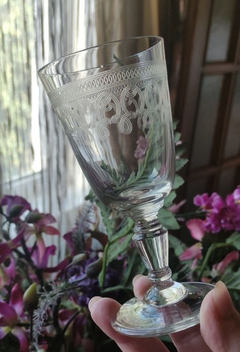 Бокал фужер ваза на ножке купоросное старинное стекло Мальцов посуда