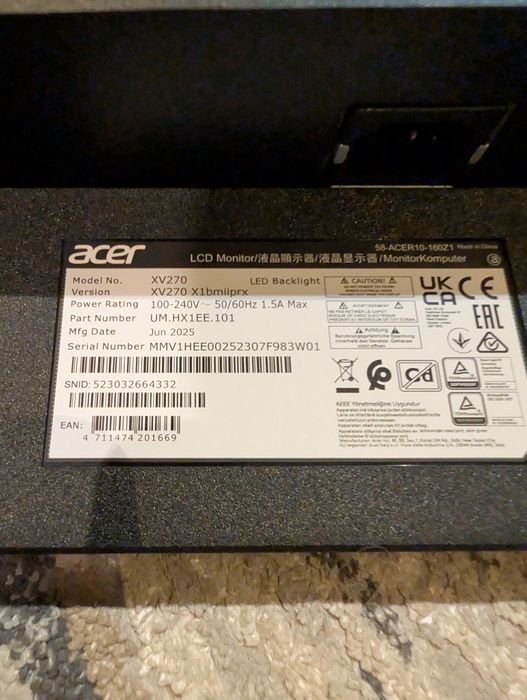 monitor acer nitro xv270x1 bmiipx