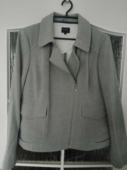 Marks&Spencer. Kurtka ramoneska r. 42  jesienna płaszczyk damski krótki szara kurteczka