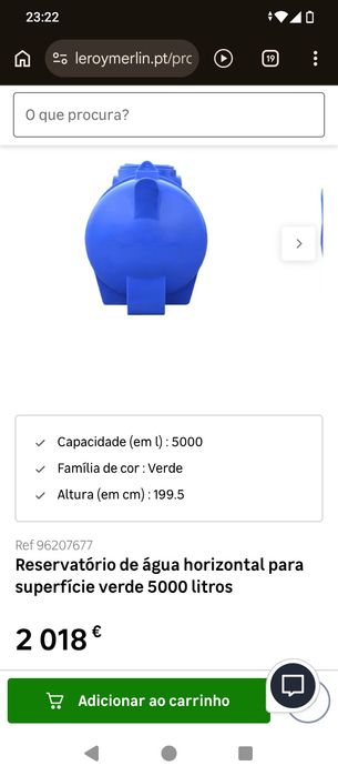 Depósito de água de 5000 litros