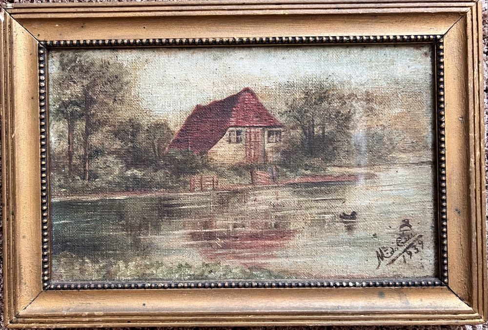 Quadro-pintura  1939 oléo sobre tela.Assinado por Maria do Céu.