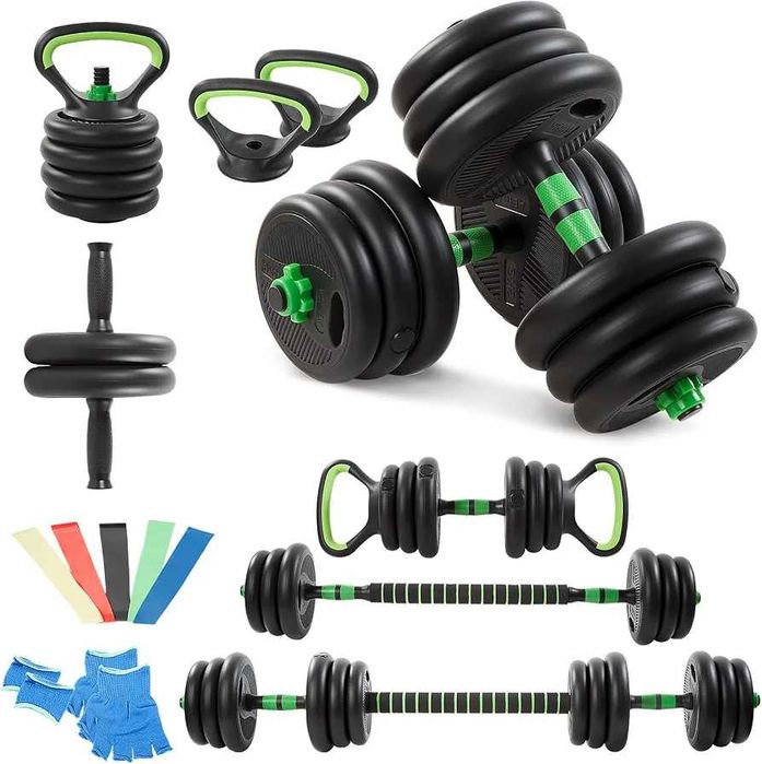 Zestaw hantli Trintion 20 kg 5 w 1 z regulowanymi sztangami i kettlebell – zestaw ciężarków do ćwiczeń w domu