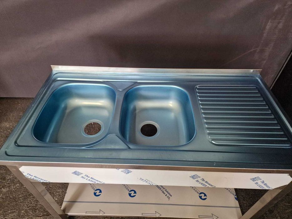 Bancada Aço Inox Nova com Lava Loiça Duplo 120x60