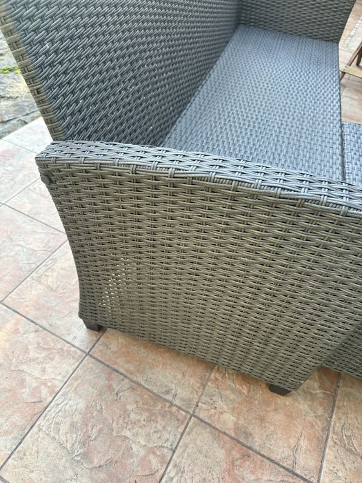 Narożnik technorattan szary poduszki kanapa