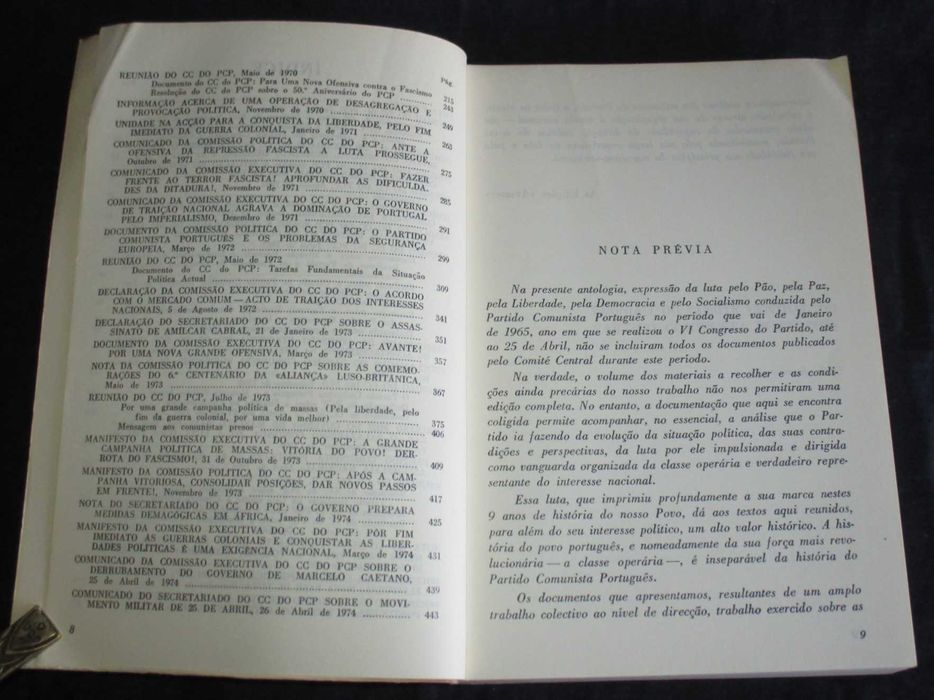 Livro Documentos do Comité Central do P.C.P. 1965-74