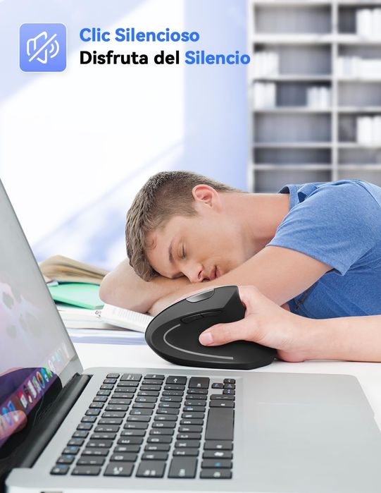 Ergonomiczna mysz pionowa TECKNET 2,4 G, cicha, 4800 dpi, 6 przycisków