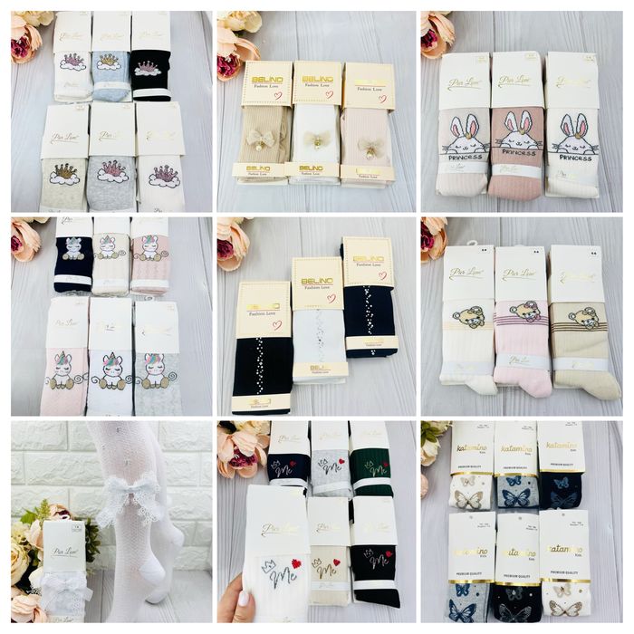 Дитячі колготи однотонні, з малюнком для дівчинки Турецькі