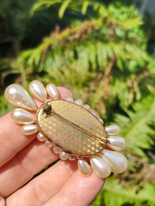 Жемчуг искусственный Брошь жемчужная Бижутерия старинная