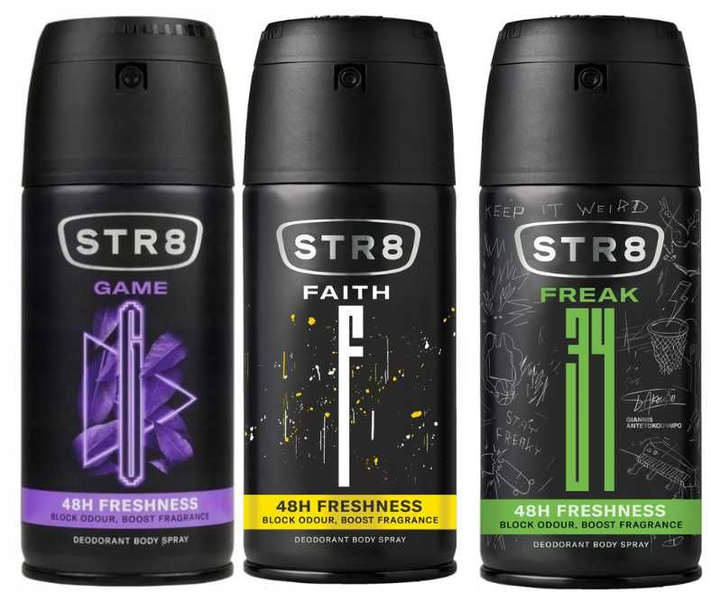 STR8 dezodorant męski w sprayu ochrona 48h zestaw mix 5 x 150 ml
