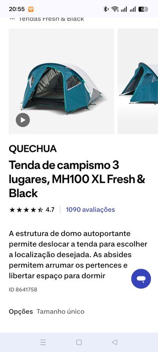 Tenda de Campismo 3 pessoas