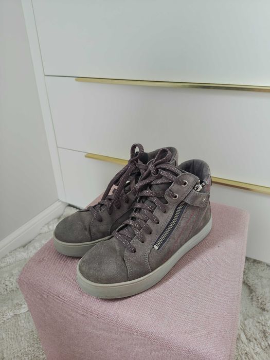 Buty przejściowe jesienne trzewiki dziewczęce wysokie 35 skóra naturalna