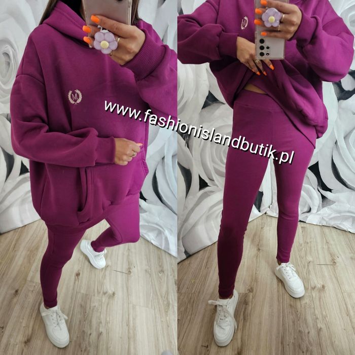 Ocieplany dres z legginsami i haftem