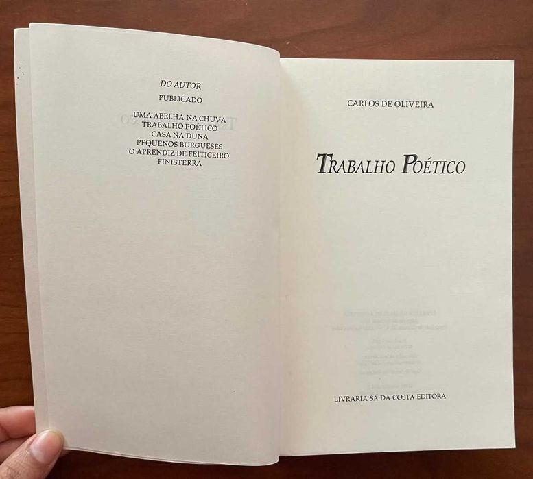 "Trabalho poético" de Carlos de Oliveira