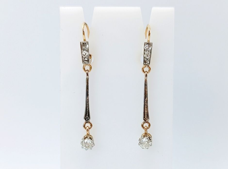 Старинные золотые серьги с бриллиантами