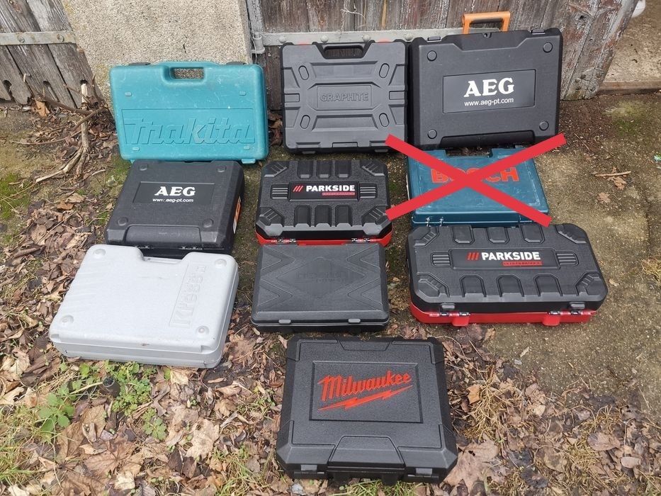 Skrzynki walizki na elektronarzędzia Makita Parkside AEG  Milwauekee