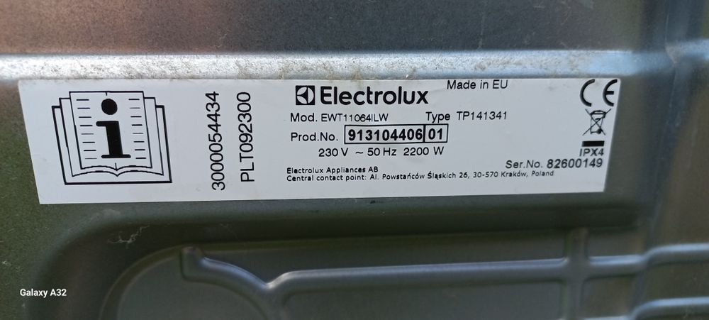 Electrolux EWT11064 wszystkie czesci .pompa,silnik,wyswietlacz,itd spr