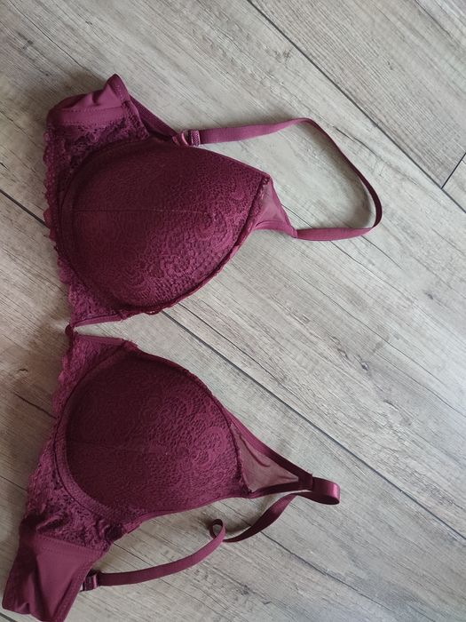 Stanik biustonosz koronkowy 85c bordo