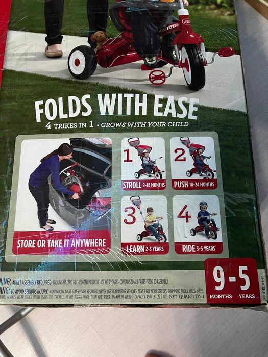 Детский складной велосипед-коляска Radio Flyer EZ Fold Stroll 'N Trike (трансформер 4-в-1)