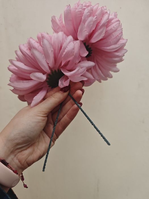Zestaw 2 różowe chryzantemy sztuczne