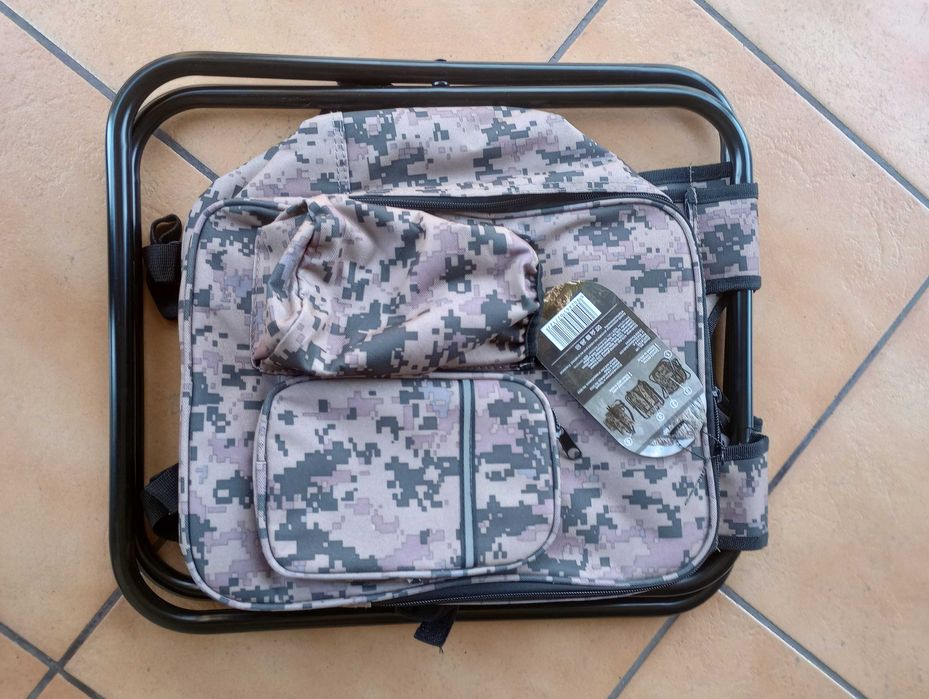 Krzesło Turystyczno-Wędkarskie Z Plecakiem składane 3w1