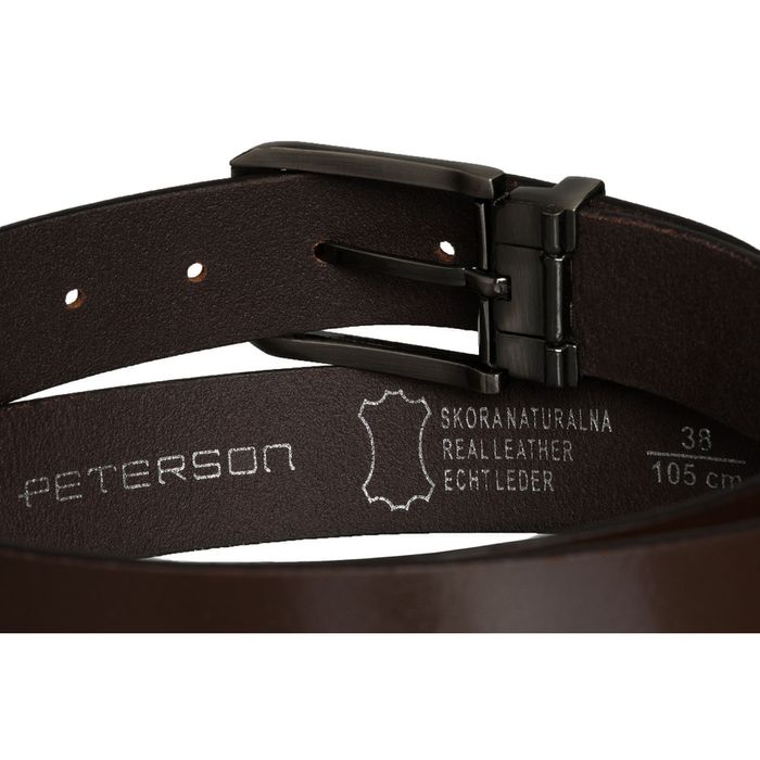 skórzany, elegancki pasek męski w brązowym kolorze