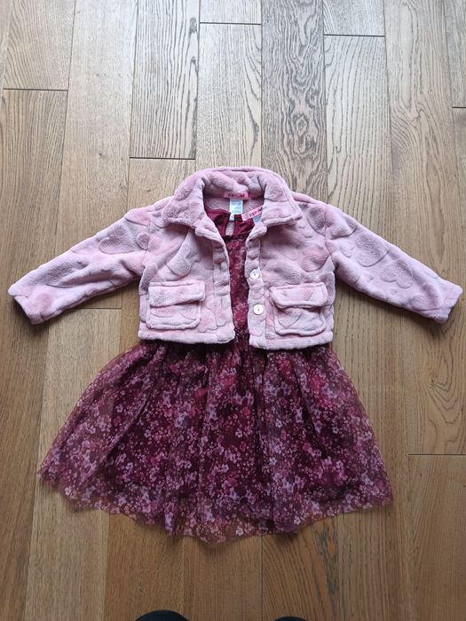 Komplet dla dziewczynki. Sukienka i pluszowe bolerko