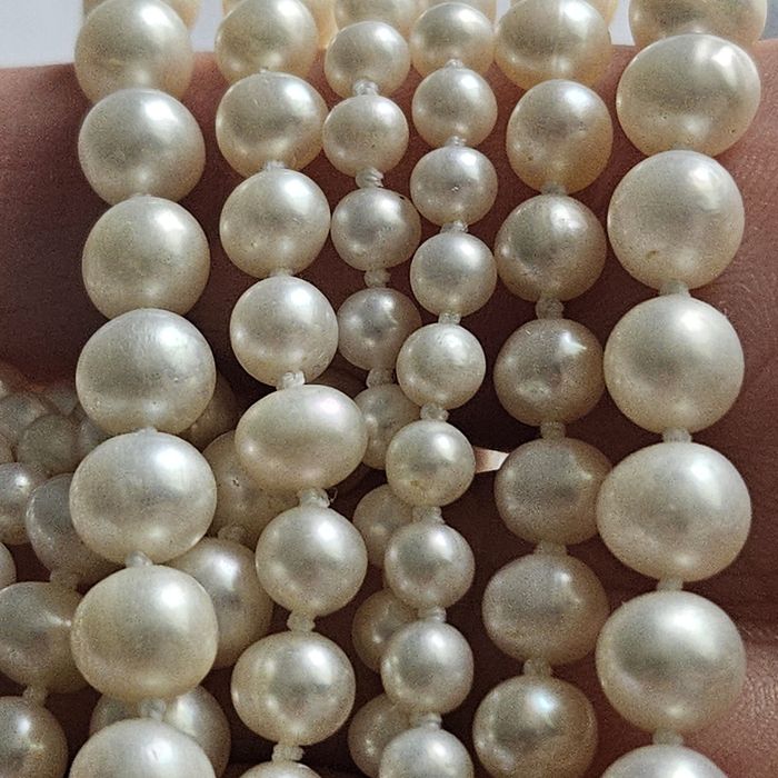 Perły  słodkowodne. Naszyjnik potrójny