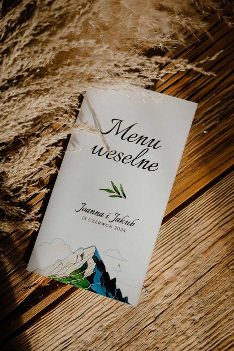 Menu weselne - motyw górski góry