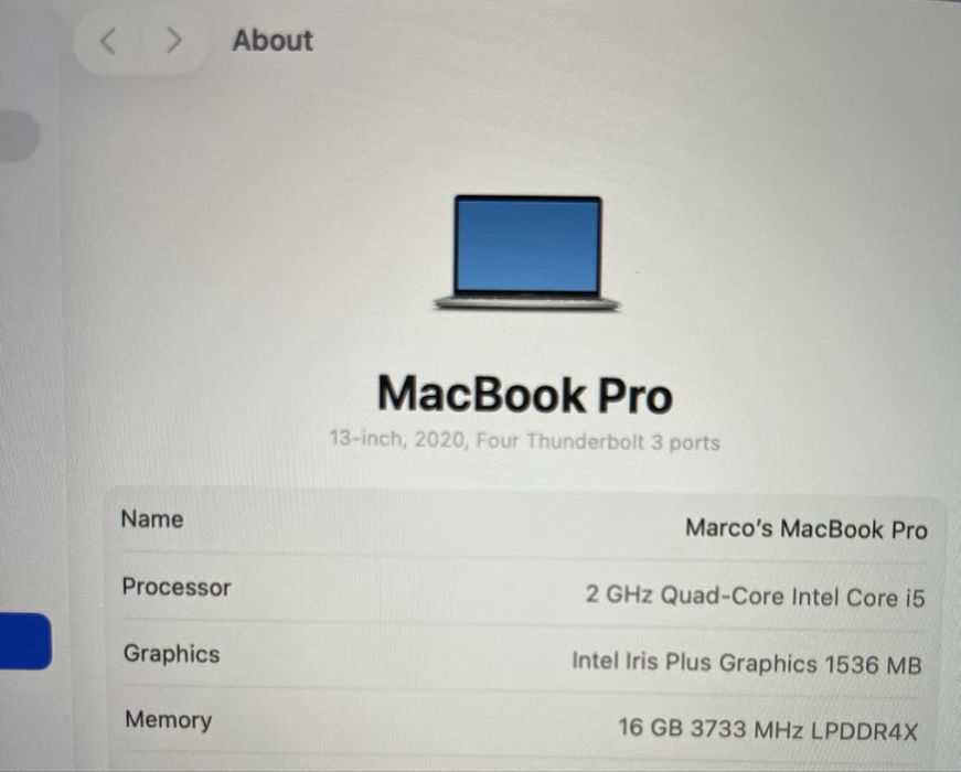MacBook Pro TouchBar 13’3  I5 16GB