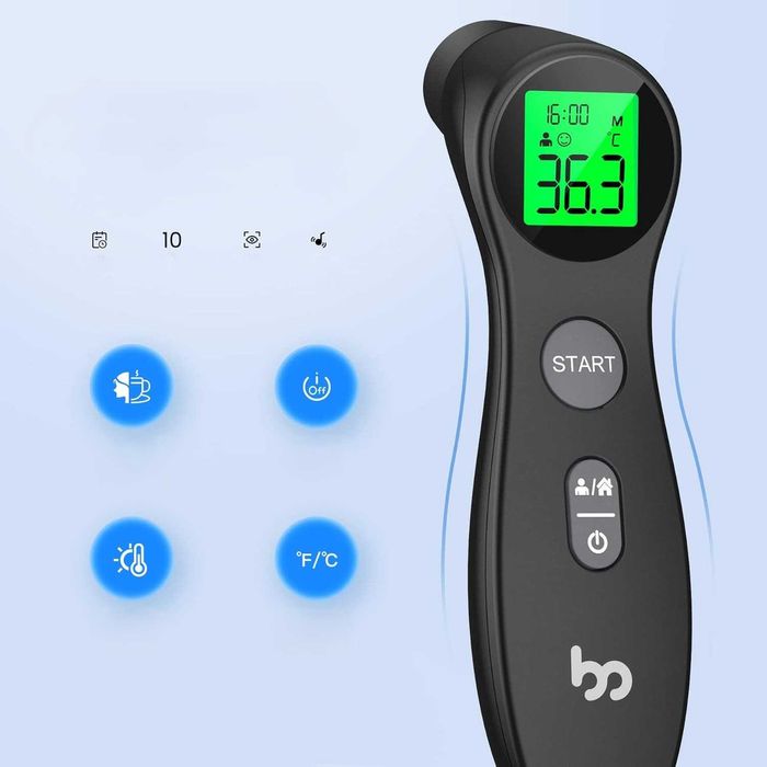 Termometr bezdotykowy na podczerwień czołowy czarny precyzyjny obiekt