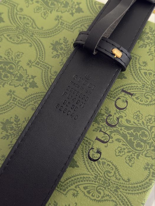 Pasek Gucci GG czarny złota klamra / 95 cm