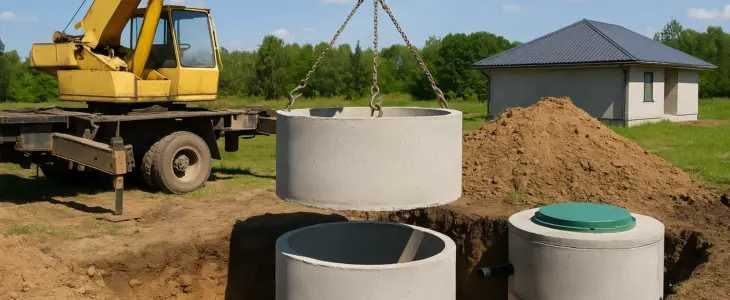 СептикКаналізаціяПідКлючПереливнийДренажБетонніКругиКопанняКаналізацій
