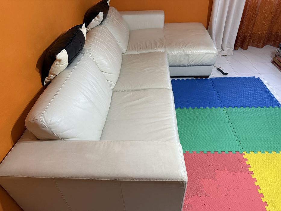 Sofá Pele - Chaise Long (Branco)