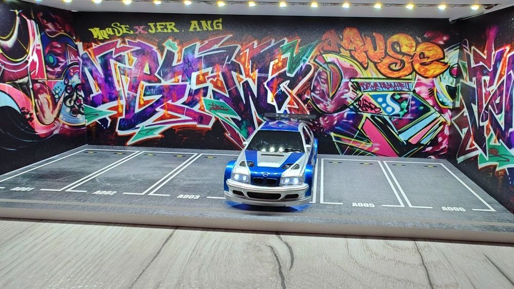 Scena Garaż parking dla modeli i aut RC kolekcja gablota LED USB preze