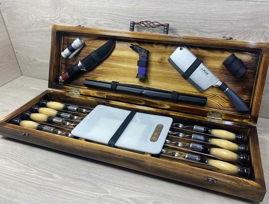 Набор Шампуров в Кейсе . Лучший Мужской Подарок. Шампуры ручной работы