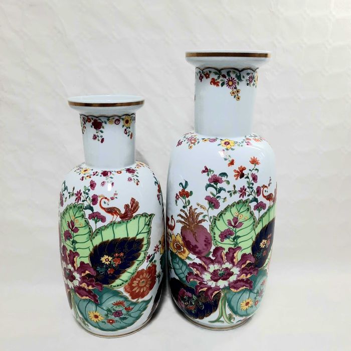 Vaso de Porcelana Vidal Arte, Portugal — Padrão de Folhas de Tabaco