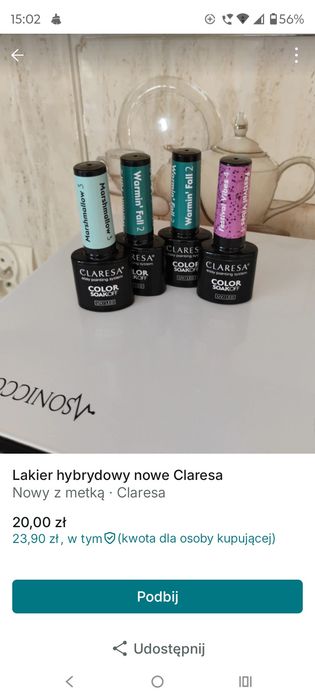 Lakiery Claresa 4 sztuki