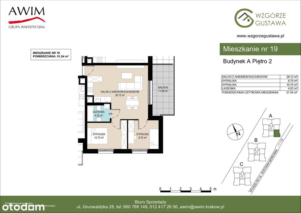 3-pokojowe 51,54m2 + balkon_A19