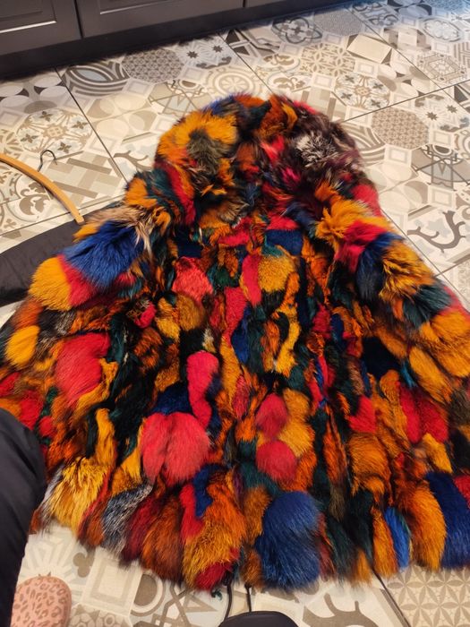 Parka lis farbowany unikat kurtka