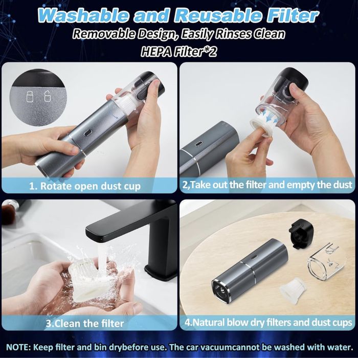 Ручний пилосос 1700PA бездротовий портативний автомобільний пилосос