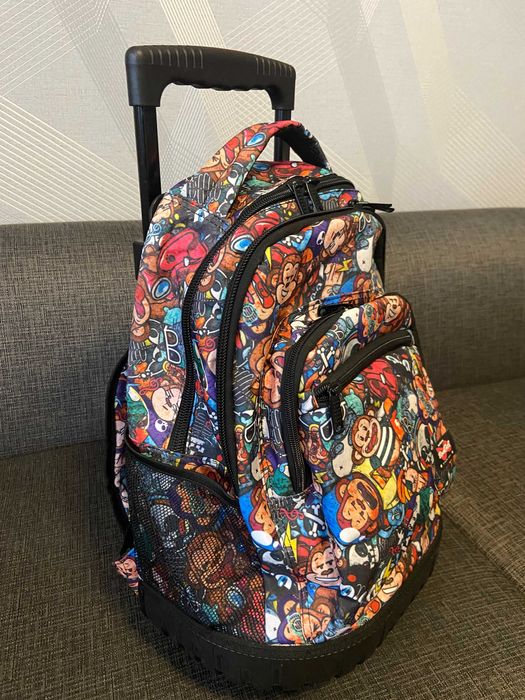 Шкільний рюкзак (з колесами) BlackFit8 "Веселі мавпочки"