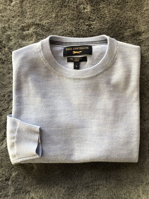 55. r.S/M Nowy niebieski wełniany sweter Paul Costelloe. Wełna