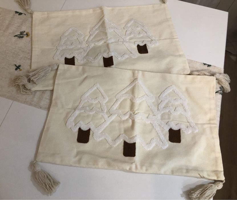 Poszewki BOHO haft frędzle Świąteczne Boże Narodzenie NOWE 30x50cm