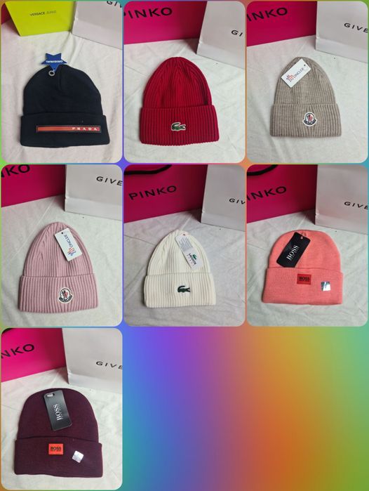 Czapki zimowe męskie  damskie Lacoste Boss premium Prada unisex