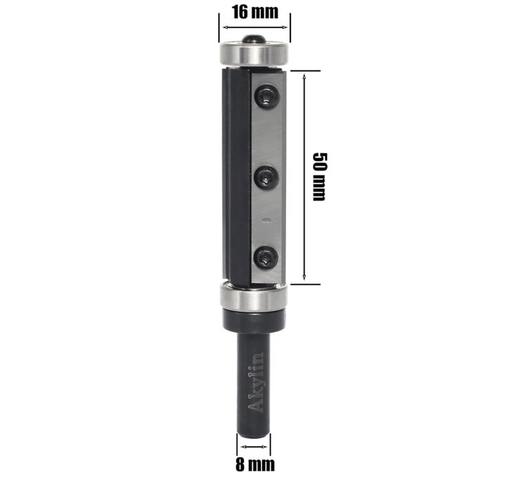 Frez prosty z łożyskiem górnym 16mmx50mm uchwyt 8mm wymienne płytki