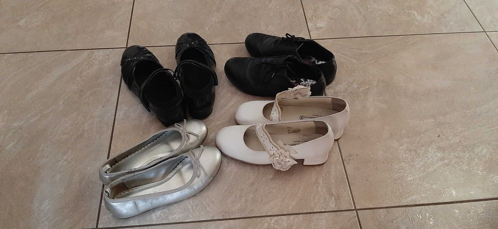 Туфли для девочки черные, белые, стелька 22 см