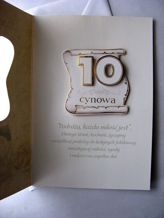Kartka okolicznościowa na 10 rocznicę ślubu nowa
