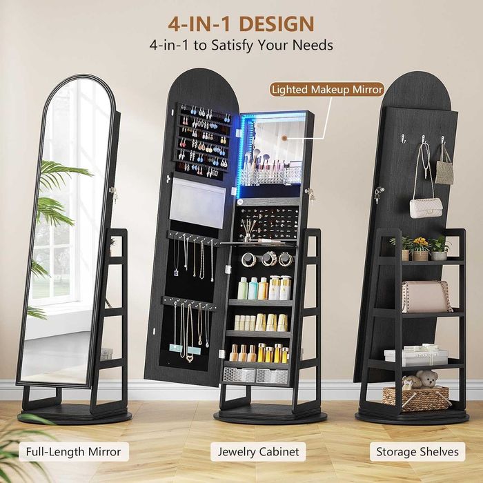Nowe lustro LED / organizer / na biżuterie / wieszak / 165x56x41cm / szkatułka / pudełko / W522!
