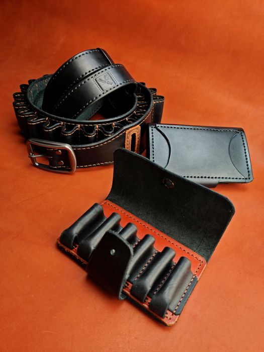 Шкіряний патронташ на 8 / 6 набоїв, патронташ для 12, 16 та 20 калібру